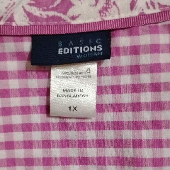 Basic Editions Pink and White Boxy Sleeveless Top - Picture 2 of 5